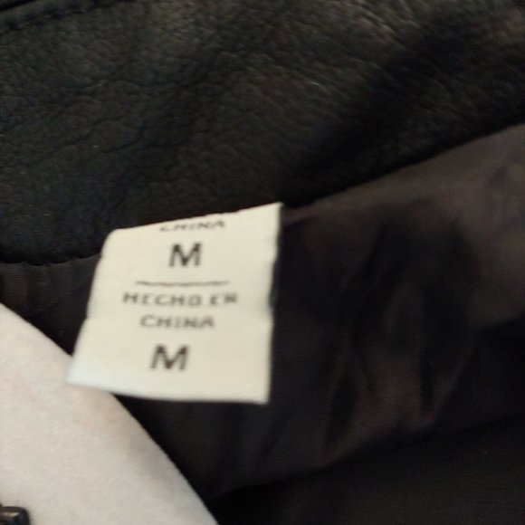 Levi's faux leather bomber jacket painted Saints & Sinners graphic on back.  Med - Picture 16 of 16